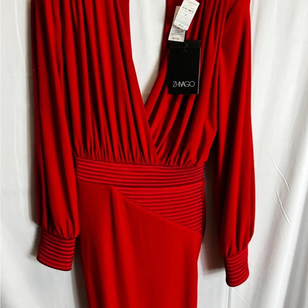 Zhivago Red Plunge Midi Dress - Picture 8 of 10